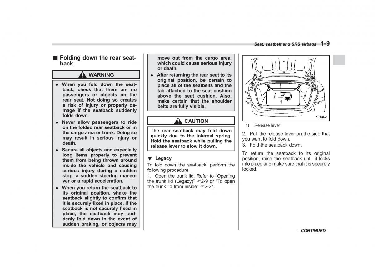 Subaru Outback Legacy IV 4 owners manual / page 32