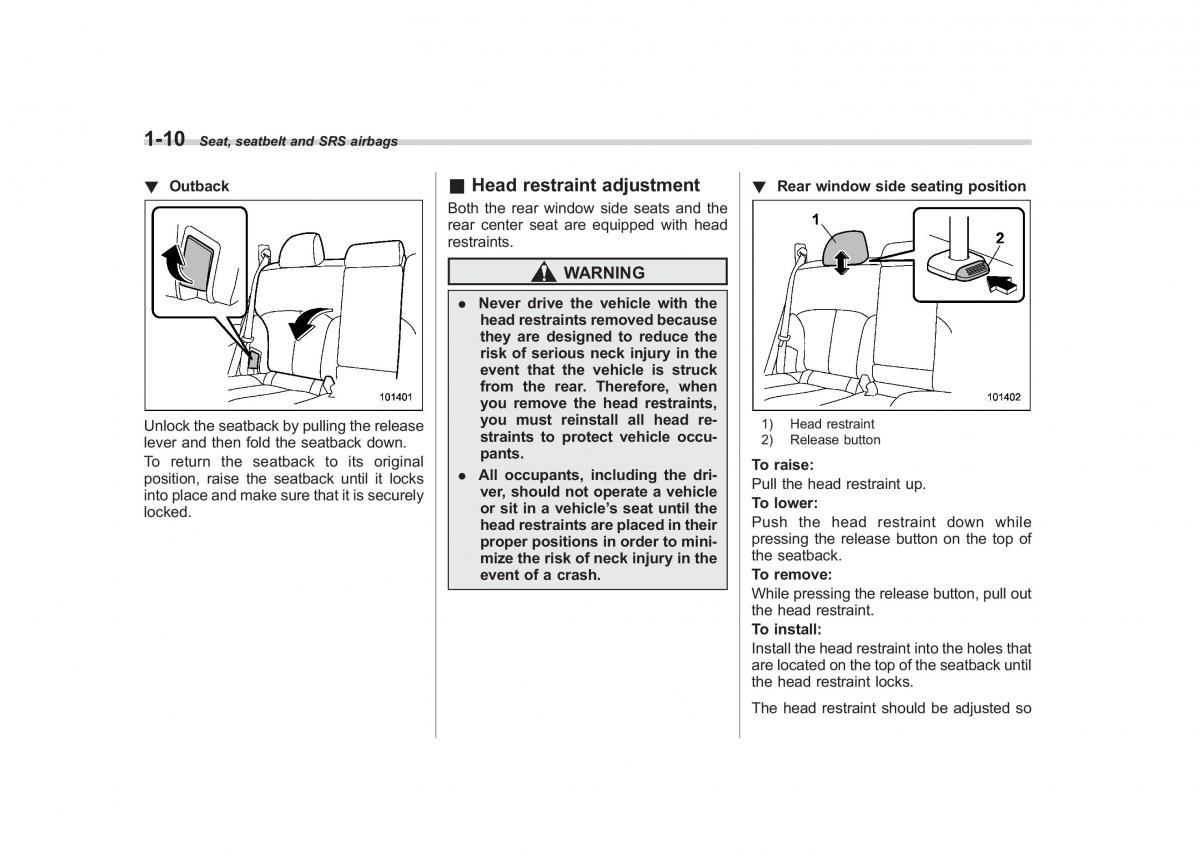 Subaru Outback Legacy IV 4 owners manual / page 33
