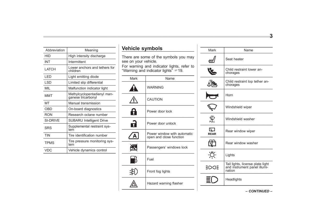 Subaru Outback Legacy IV 4 owners manual / page 6