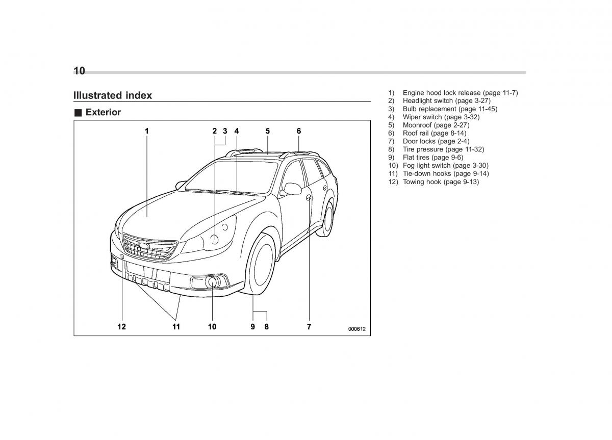 Subaru Outback Legacy IV 4 owners manual / page 13