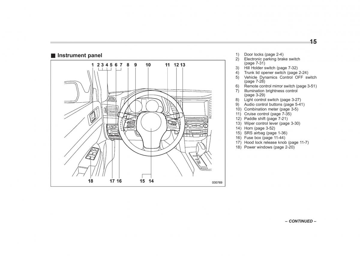 Subaru Outback Legacy IV 4 owners manual / page 18