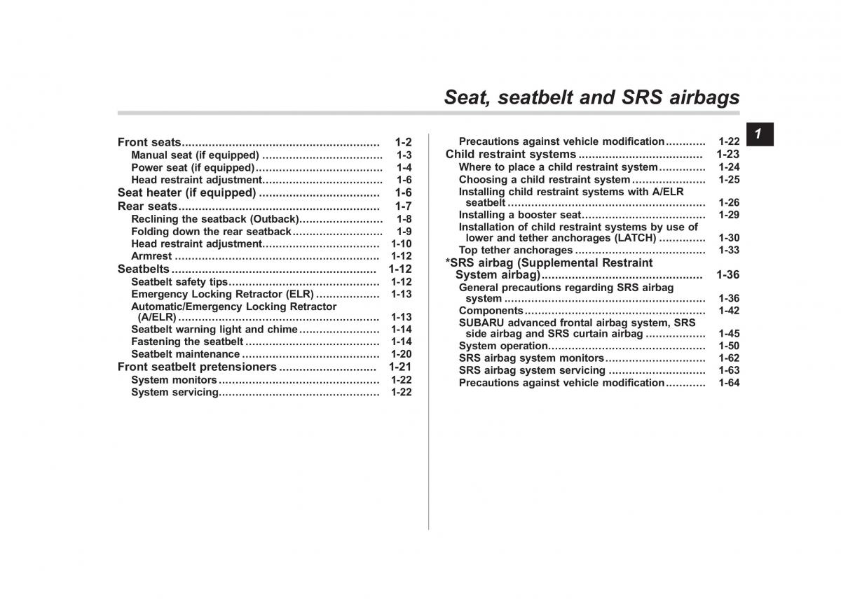 Subaru Outback Legacy IV 4 owners manual / page 24