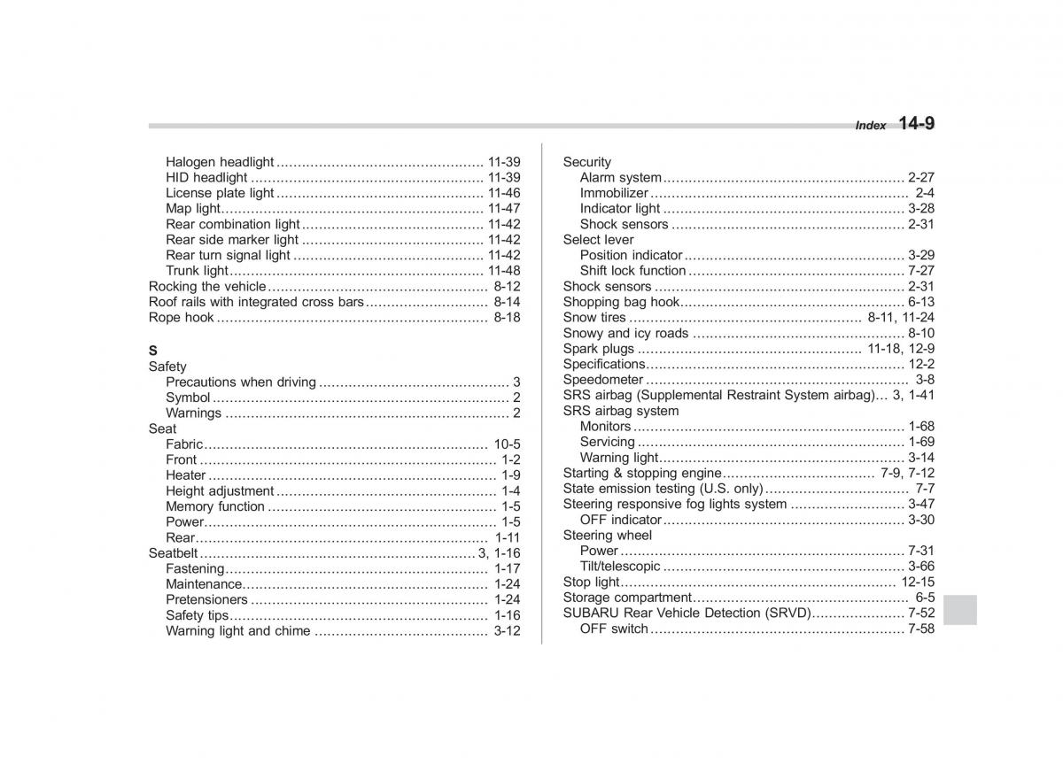 Subaru Outback Legacy V 5 owners manual / page 576