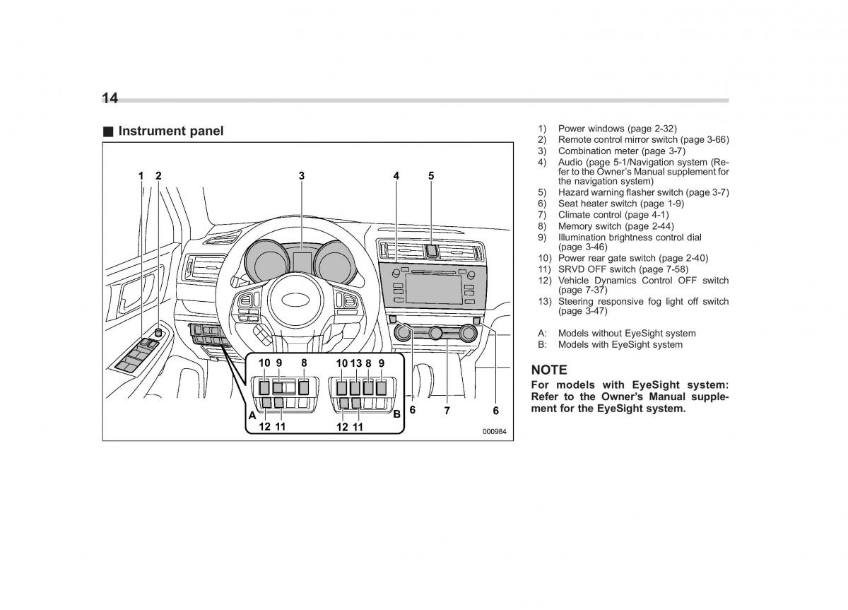 Subaru Outback Legacy V 5 owners manual / page 17