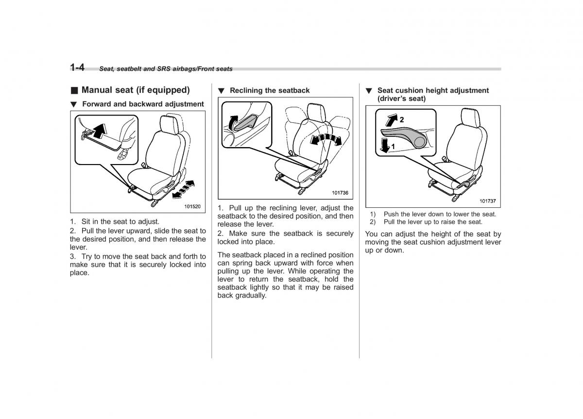Subaru Outback Legacy V 5 owners manual / page 31