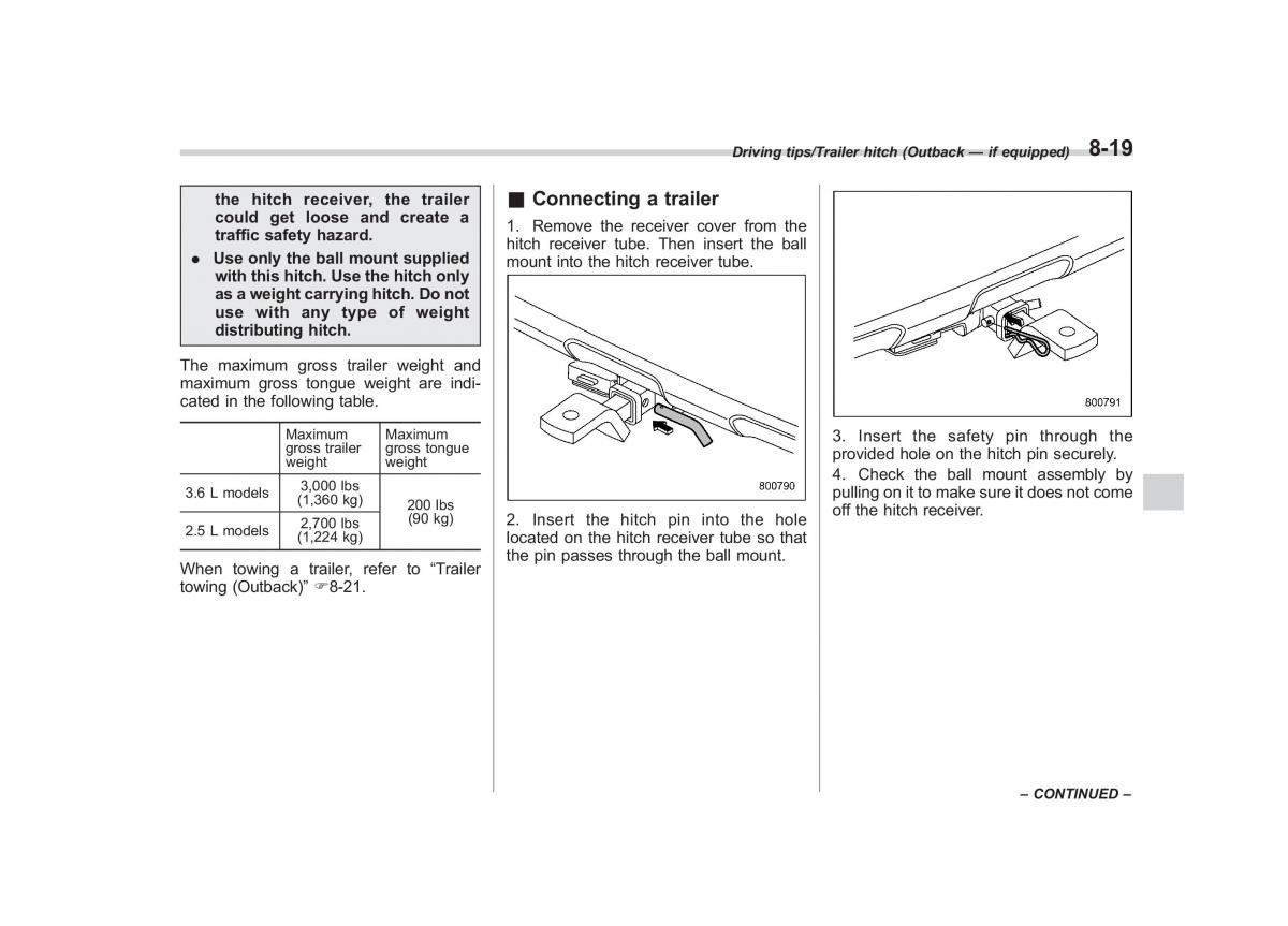 Subaru Outback Legacy V 5 owners manual / page 442