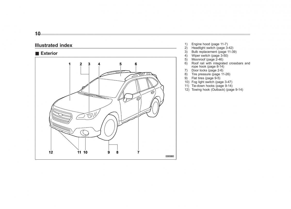 Subaru Outback Legacy V 5 owners manual / page 13