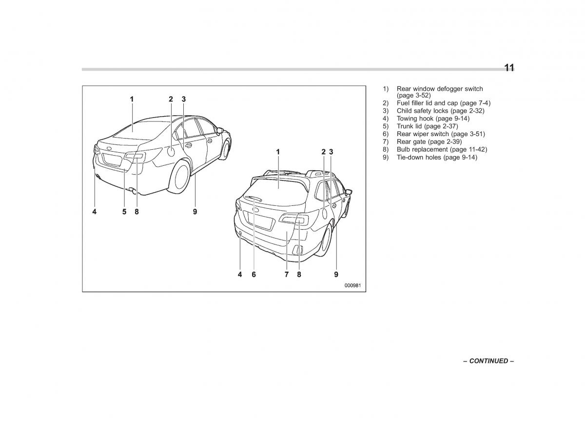 Subaru Outback Legacy V 5 owners manual / page 14