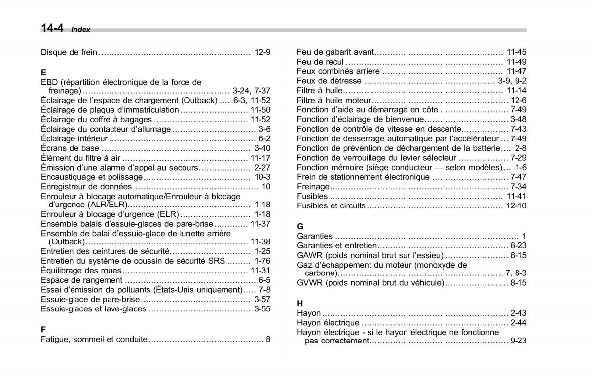 Subaru Outback Legacy V 5 manuel du proprietaire / page 621