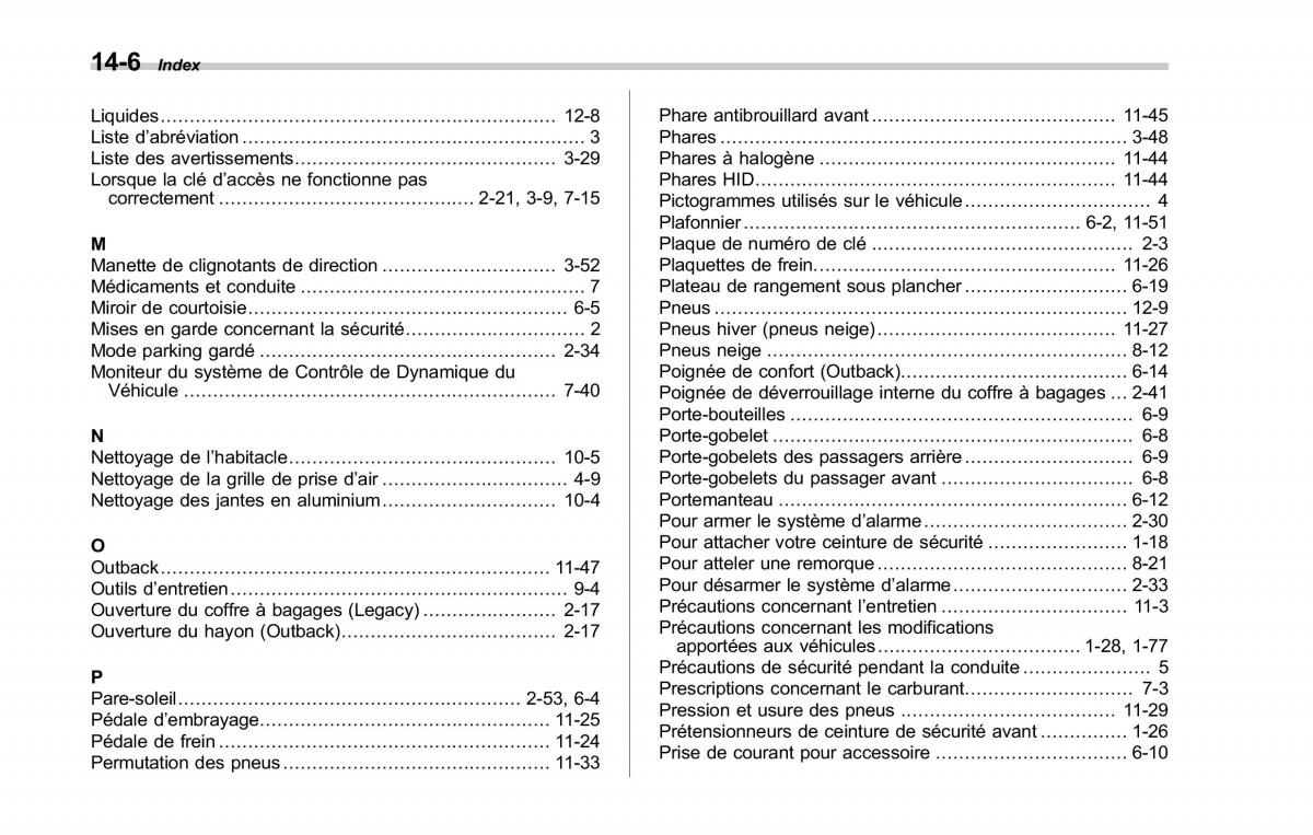 Subaru Outback Legacy V 5 manuel du proprietaire / page 623