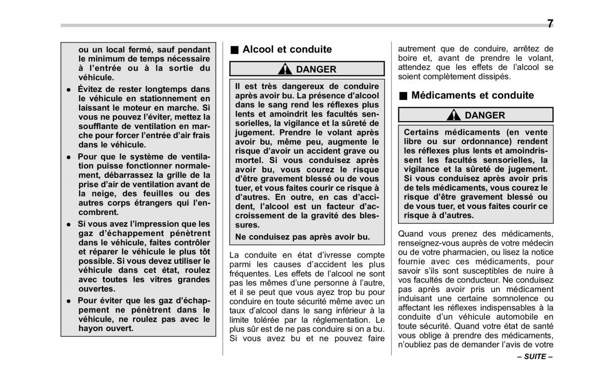 Subaru Tribeca manuel du proprietaire / page 11