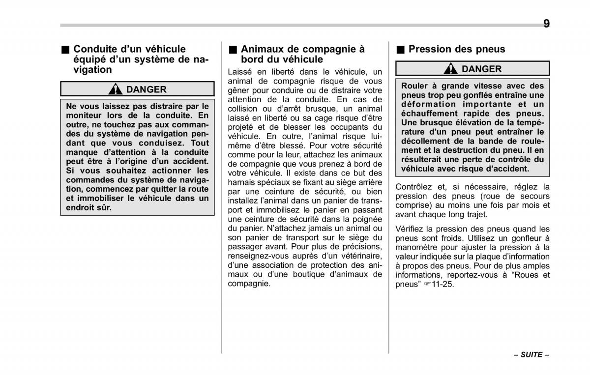 Subaru Tribeca manuel du proprietaire / page 13