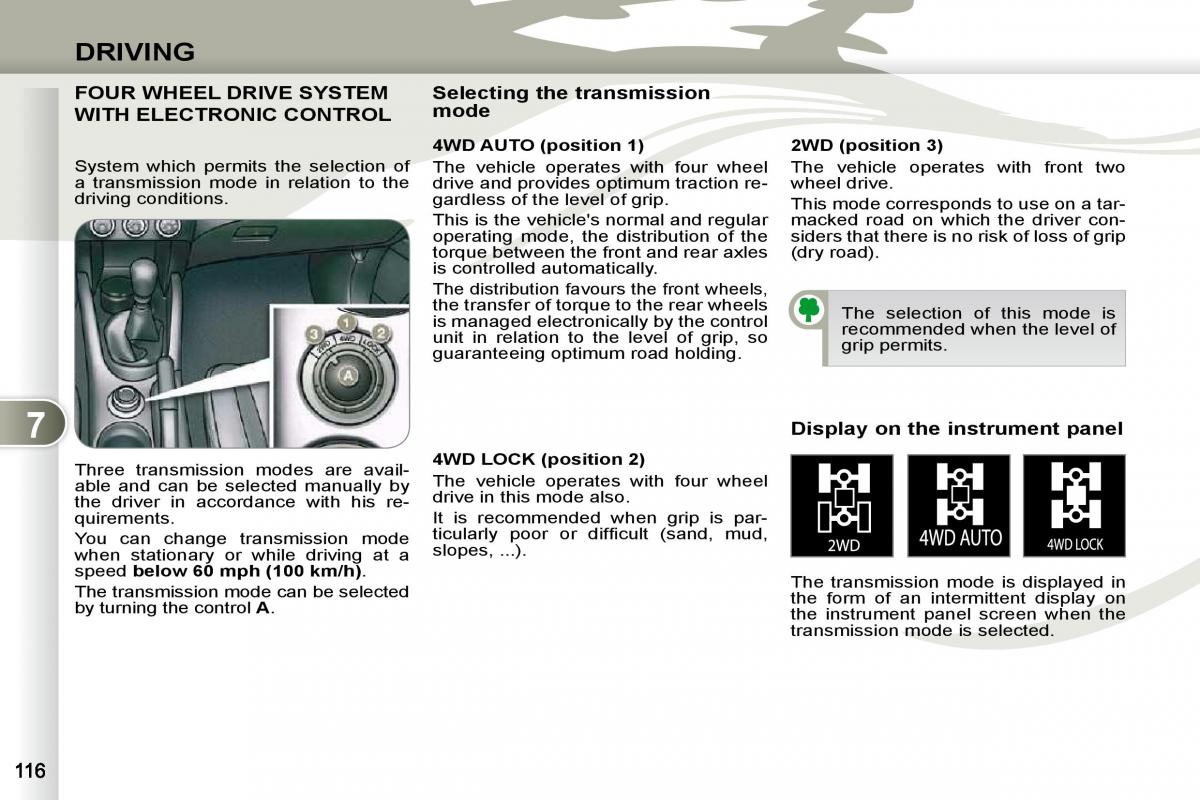 Peugeot 4007 owners manual / page 111