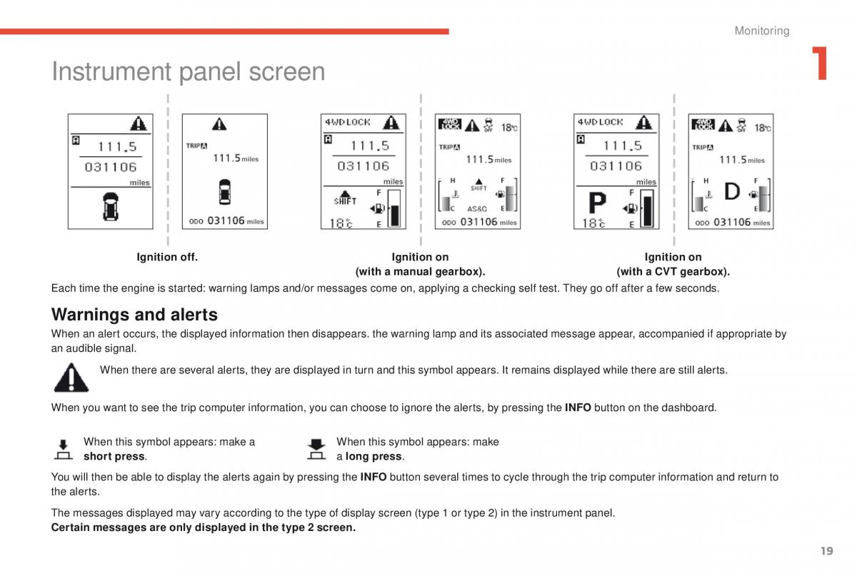 Peugeot 4008 owners manual / page 21