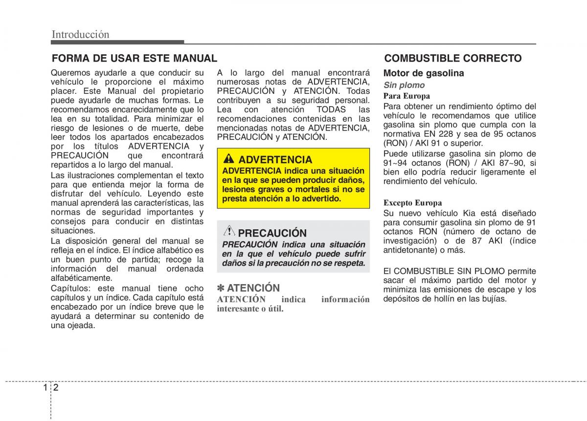 KIA Rio Pride UB manual del propietario / page 2