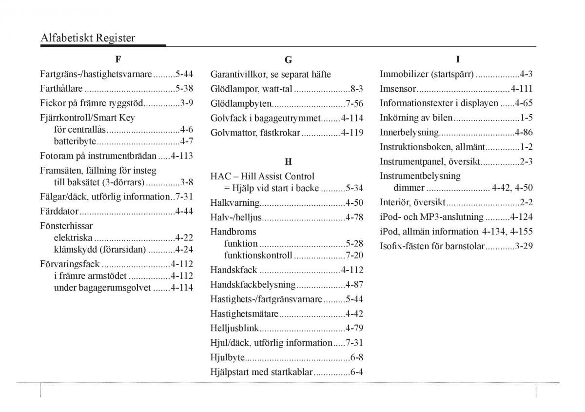 KIA Rio Pride UB instruktionsbok / page 7