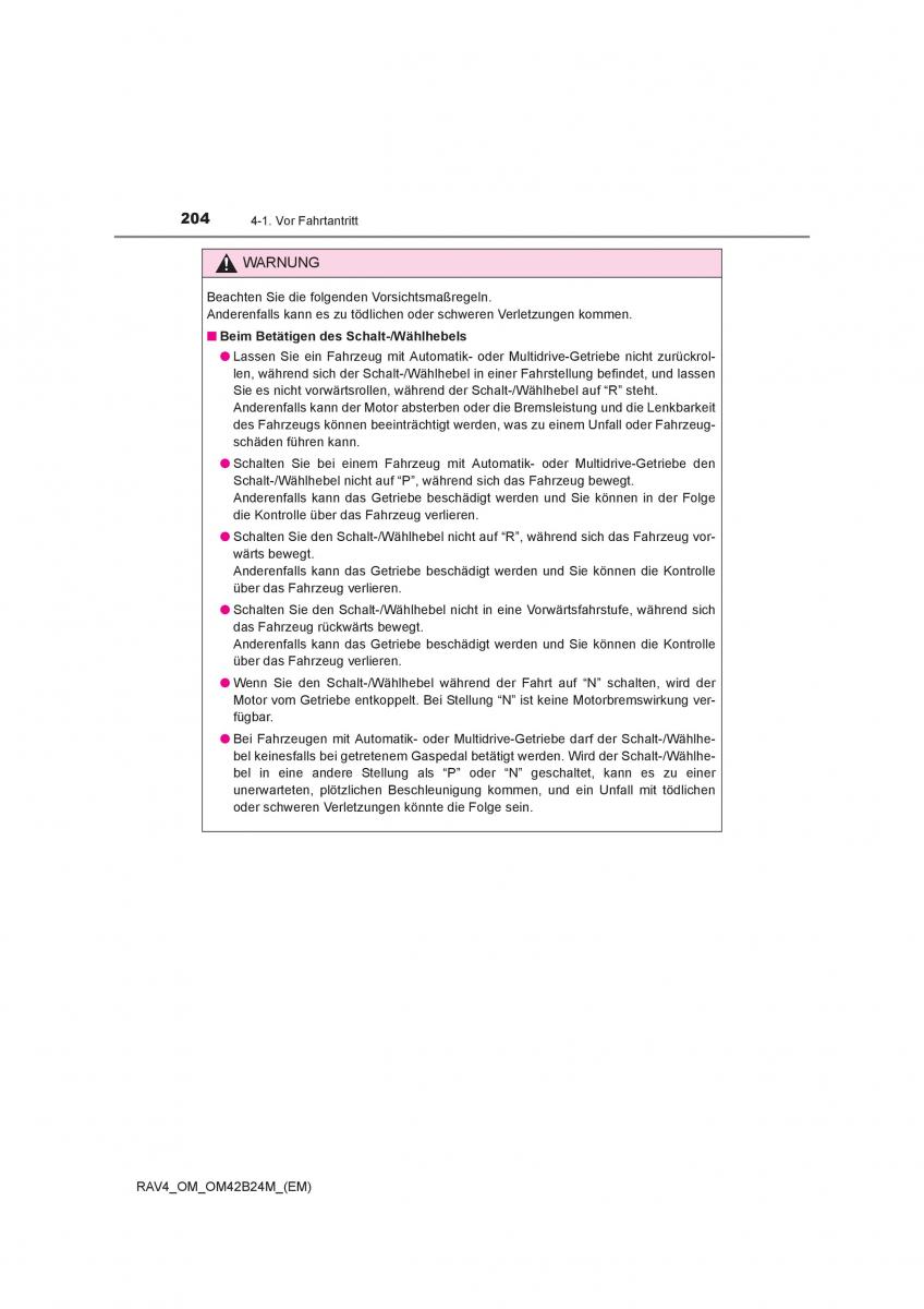 Toyota RAV4 IV 4 Handbuch / page 204