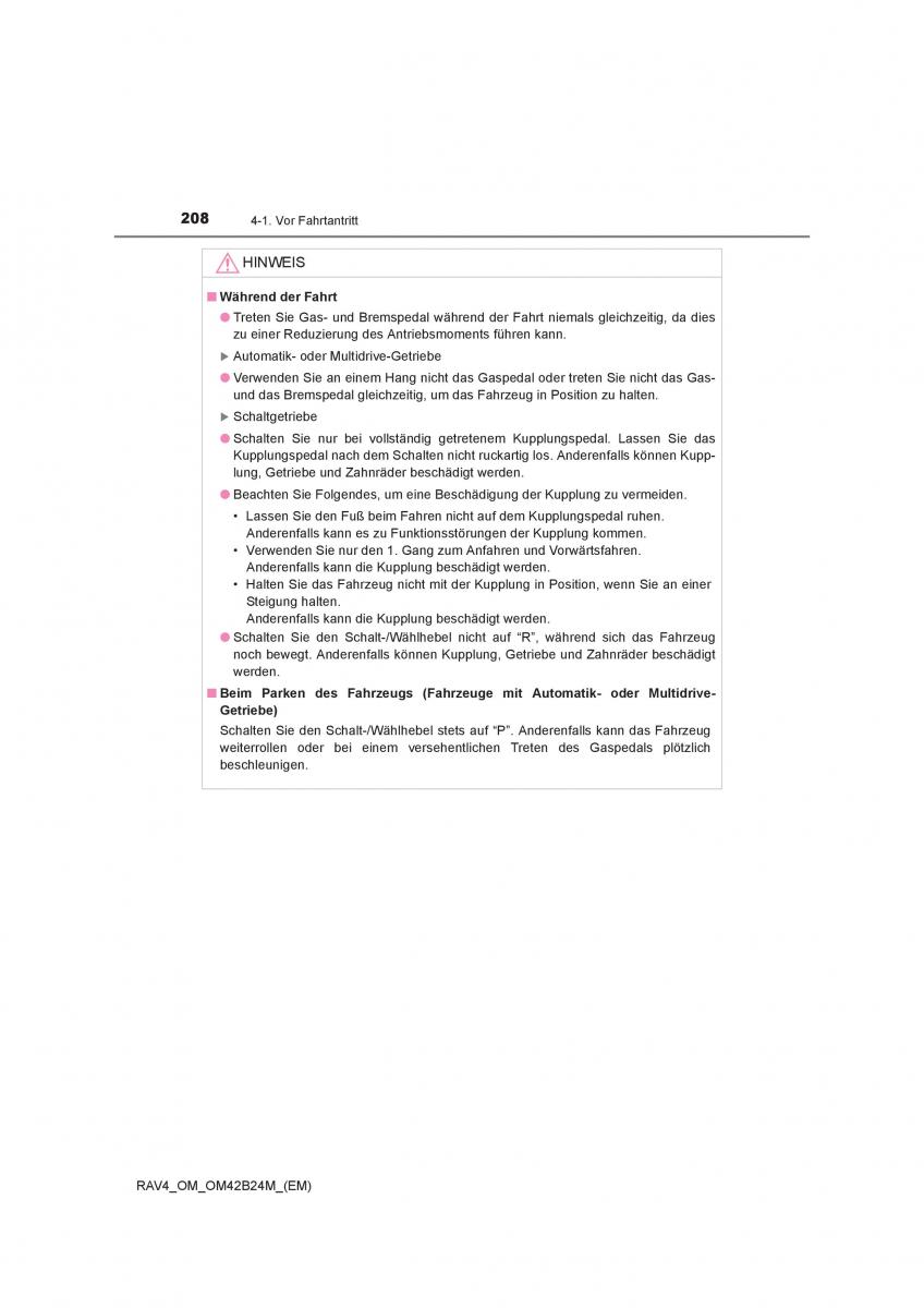 Toyota RAV4 IV 4 Handbuch / page 208