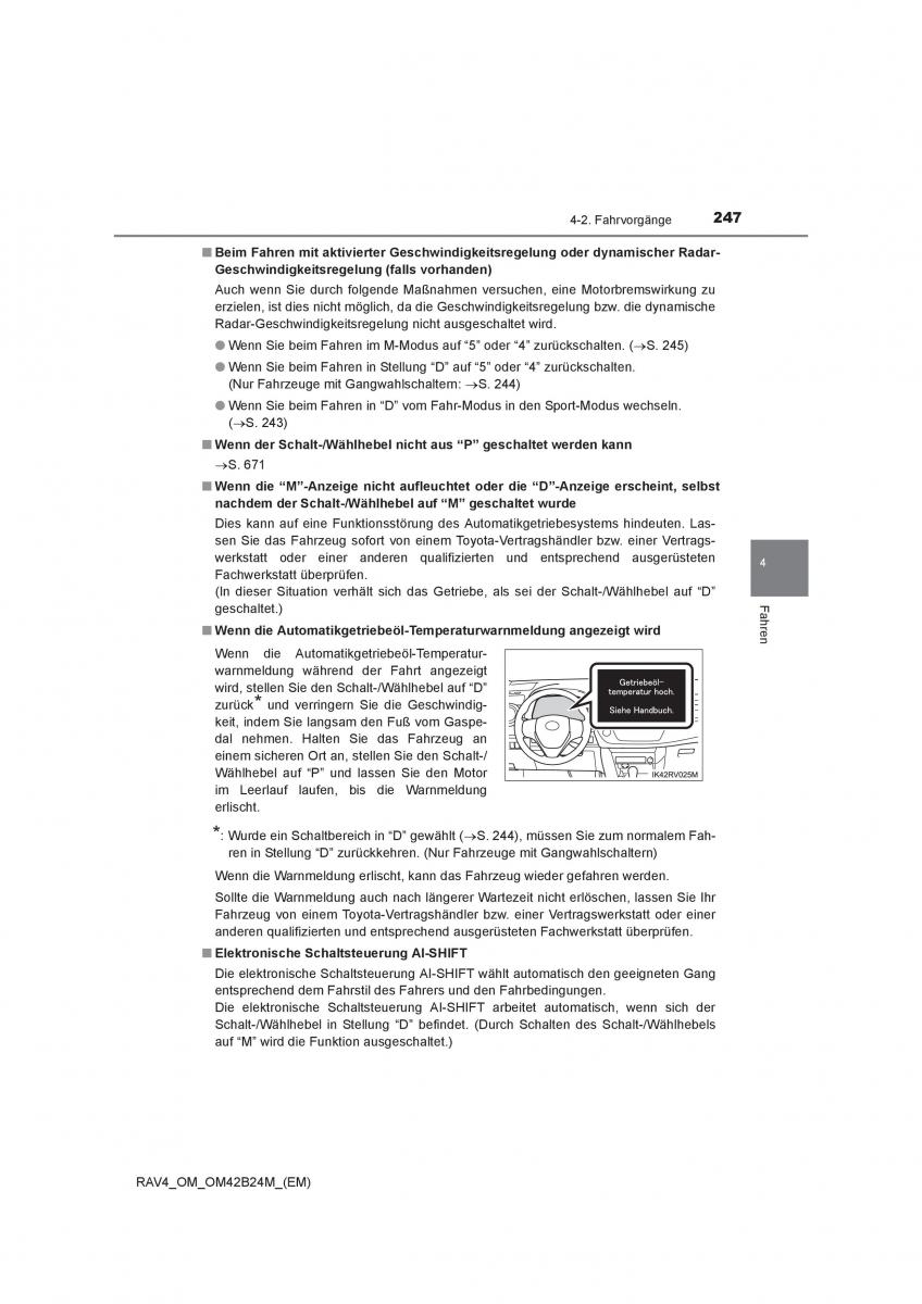 Toyota RAV4 IV 4 Handbuch / page 247