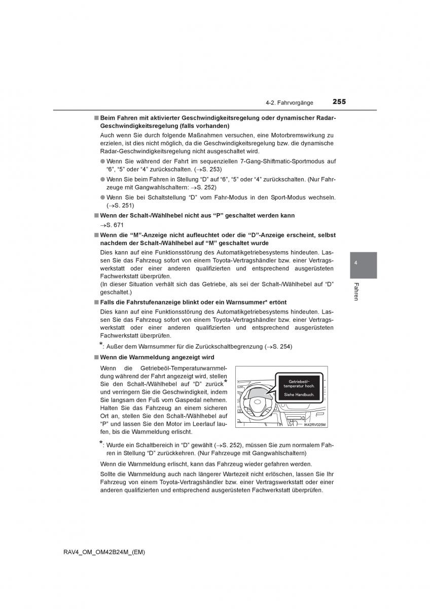 Toyota RAV4 IV 4 Handbuch / page 255