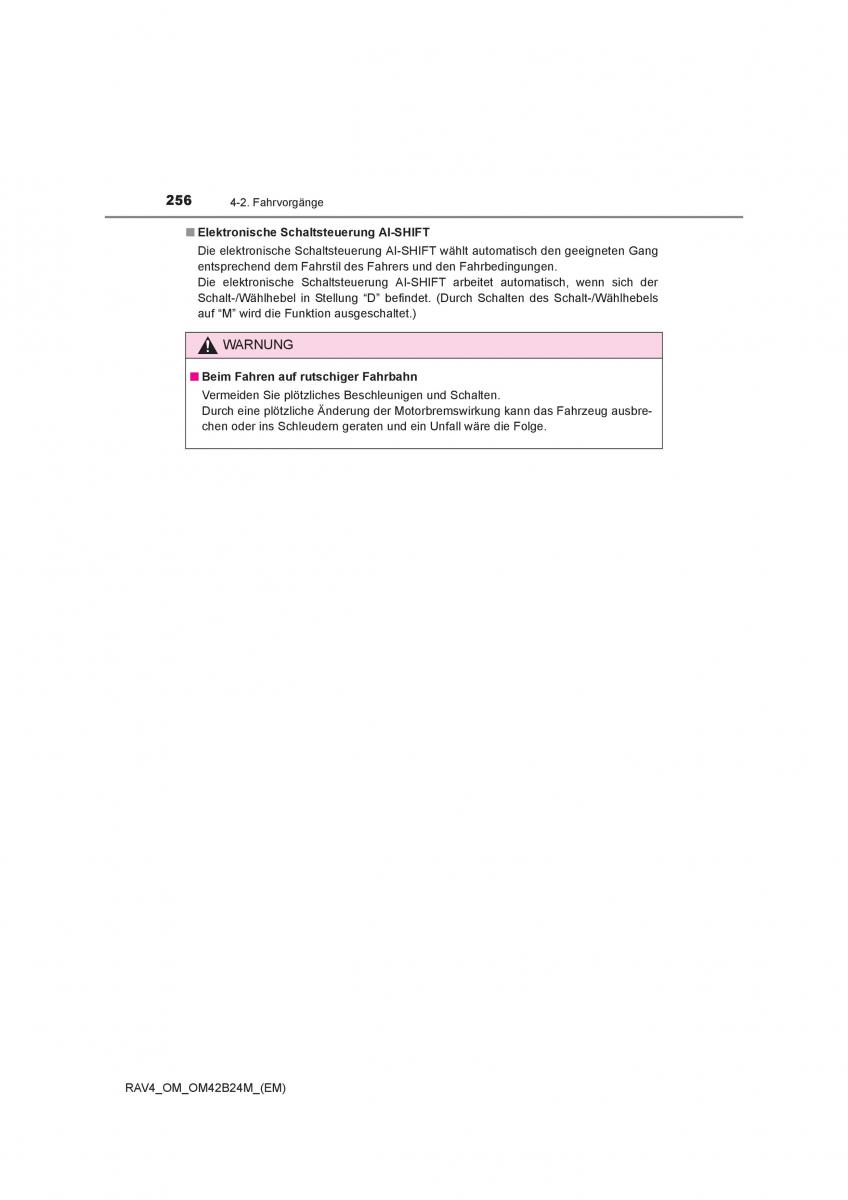 Toyota RAV4 IV 4 Handbuch / page 256