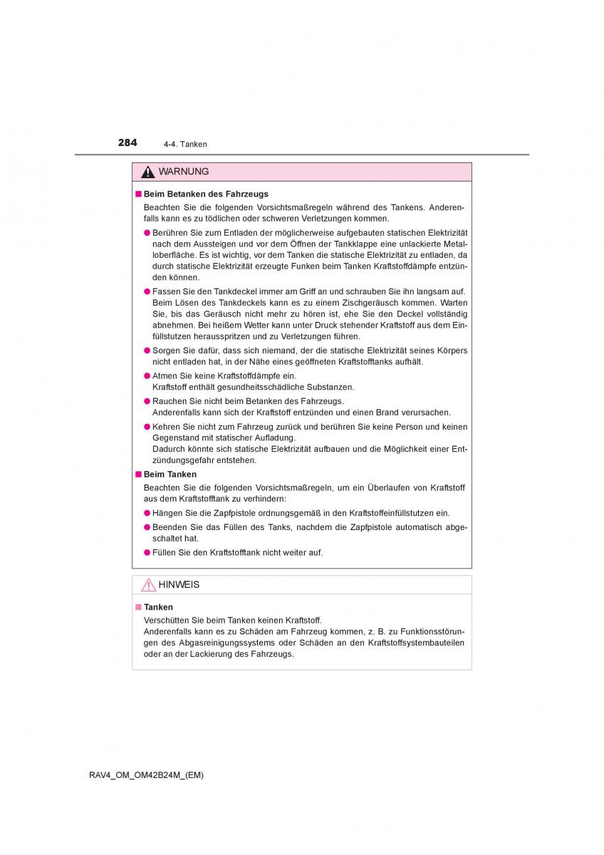 Toyota RAV4 IV 4 Handbuch / page 284