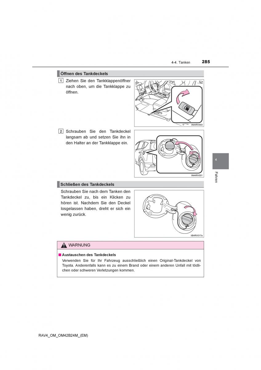 Toyota RAV4 IV 4 Handbuch / page 285