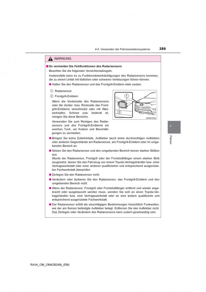Toyota RAV4 IV 4 Handbuch / page 289