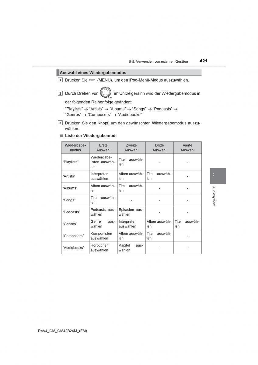 Toyota RAV4 IV 4 Handbuch / page 421