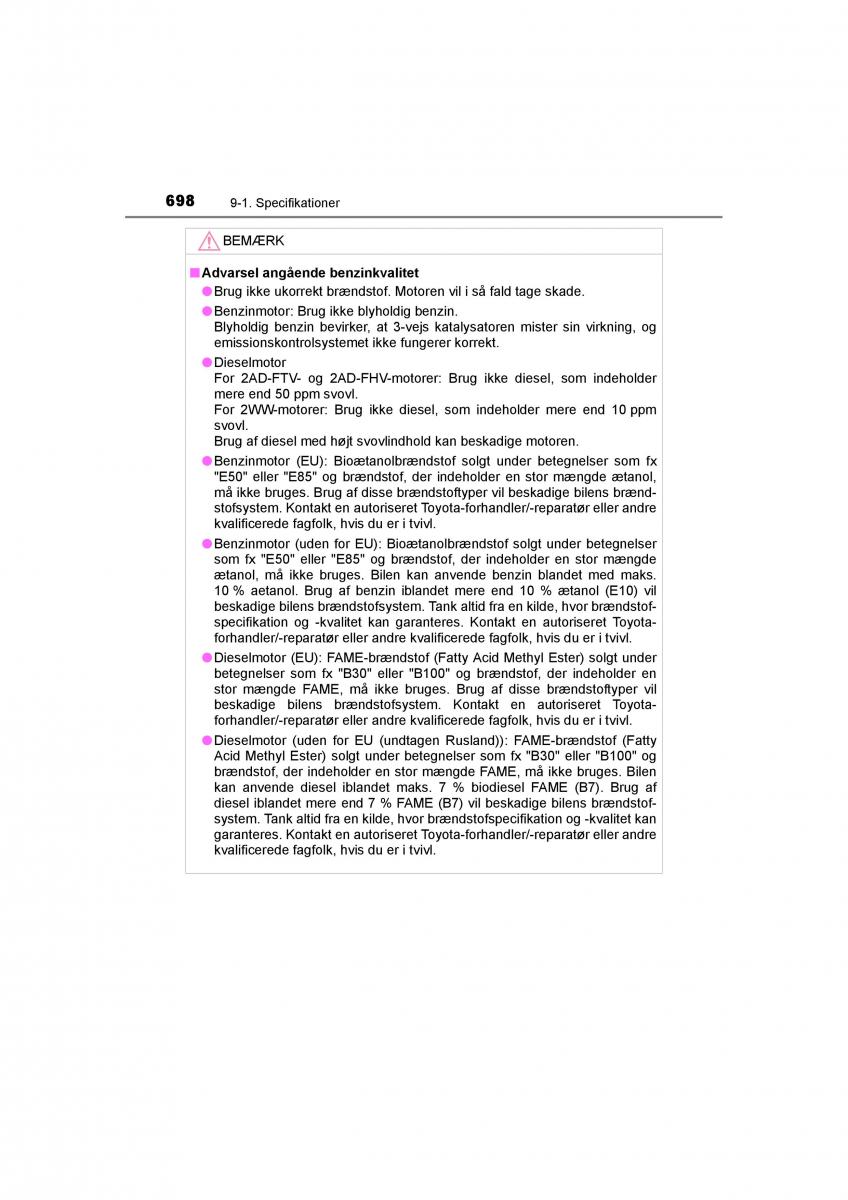 Toyota RAV4 IV 4 Bilens instruktionsbog / page 698