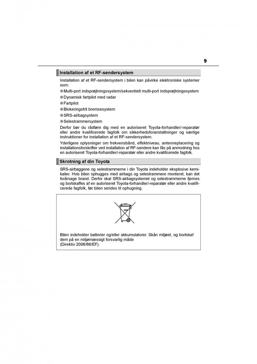 manual  Toyota RAV4 IV 4 Bilens instruktionsbog / page 9