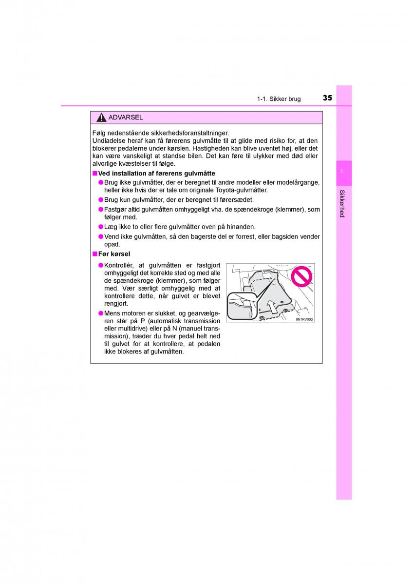 Toyota RAV4 IV 4 Bilens instruktionsbog / page 35