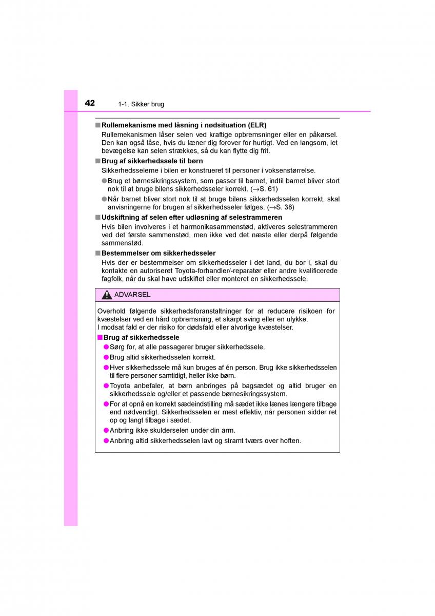 Toyota RAV4 IV 4 Bilens instruktionsbog / page 42