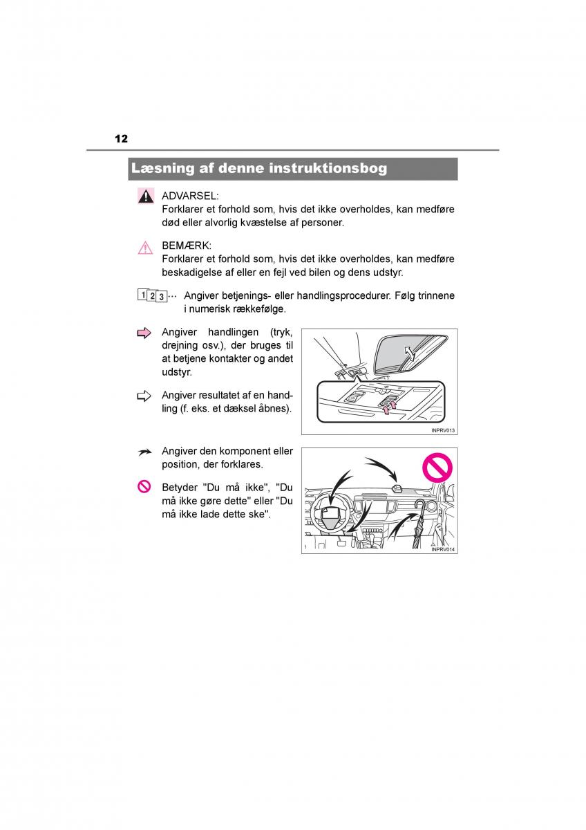 Toyota RAV4 IV 4 Bilens instruktionsbog / page 12