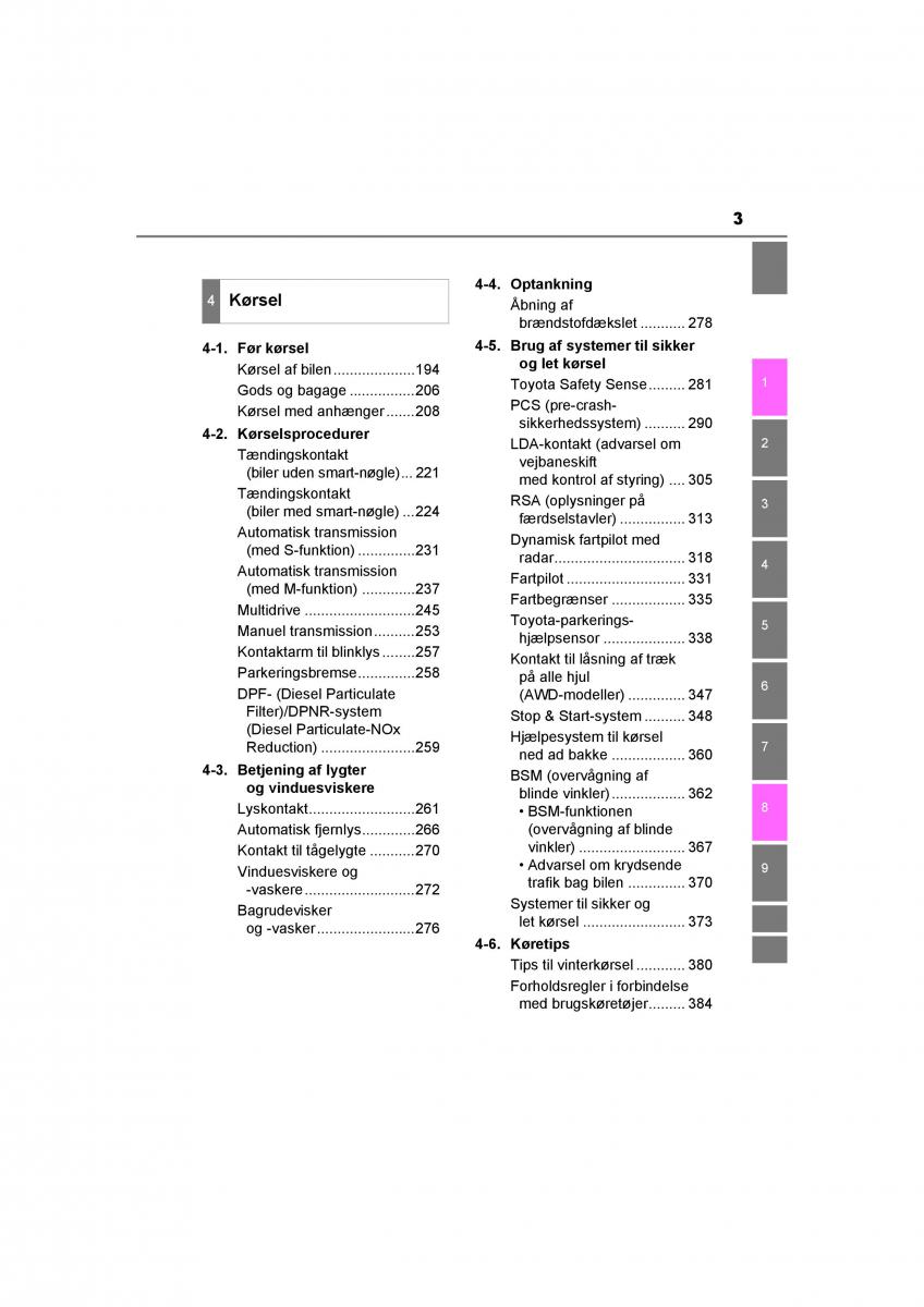 Toyota RAV4 IV 4 Bilens instruktionsbog / page 3