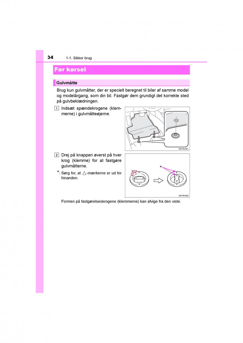 Toyota RAV4 IV 4 Bilens instruktionsbog / page 34