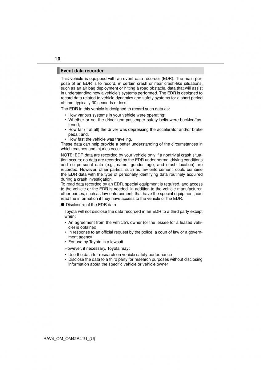 manual  Toyota RAV4 IV 4 owners manual / page 10