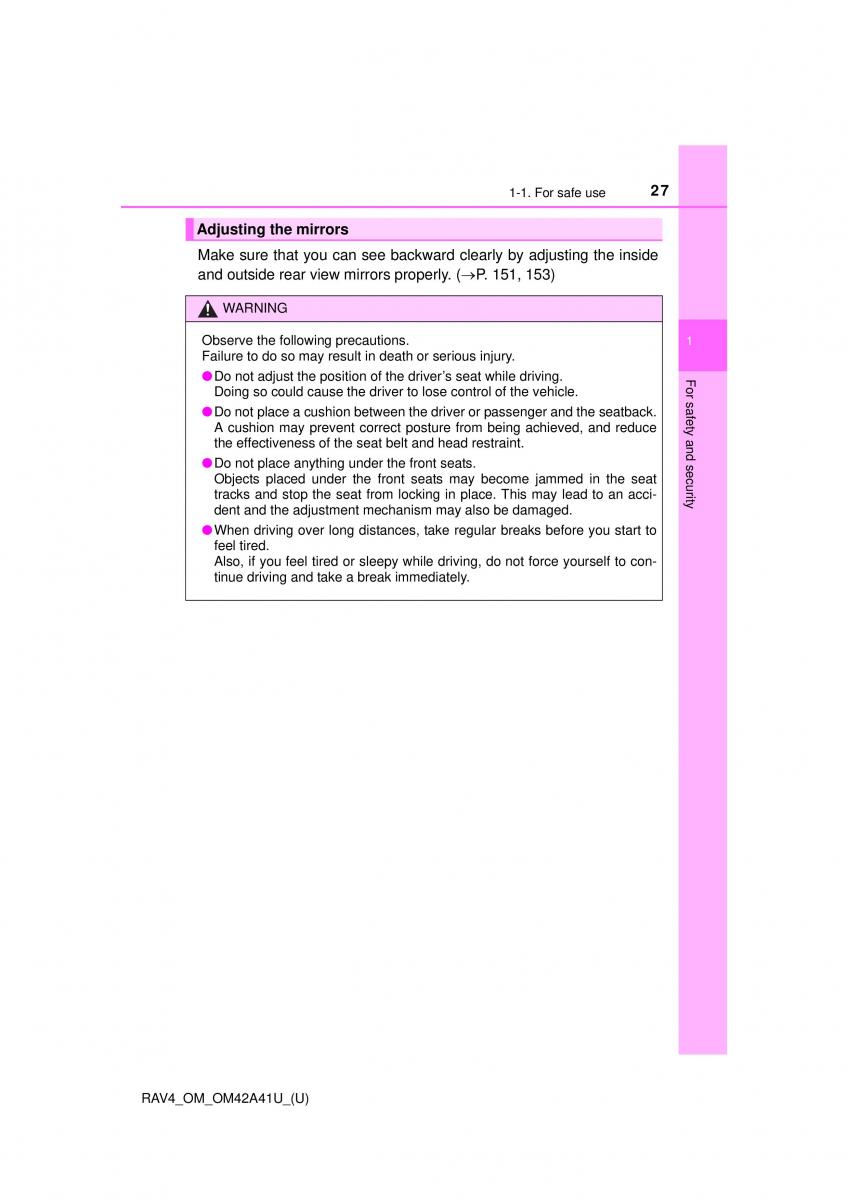 Toyota RAV4 IV 4 owners manual / page 27