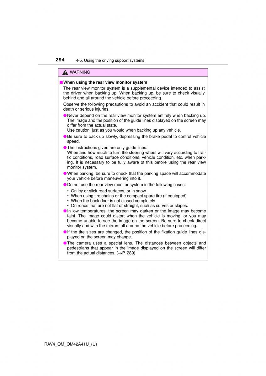 Toyota RAV4 IV 4 owners manual / page 294
