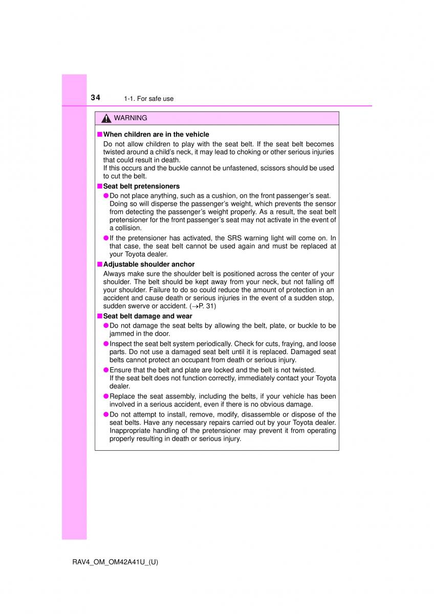 Toyota RAV4 IV 4 owners manual / page 34