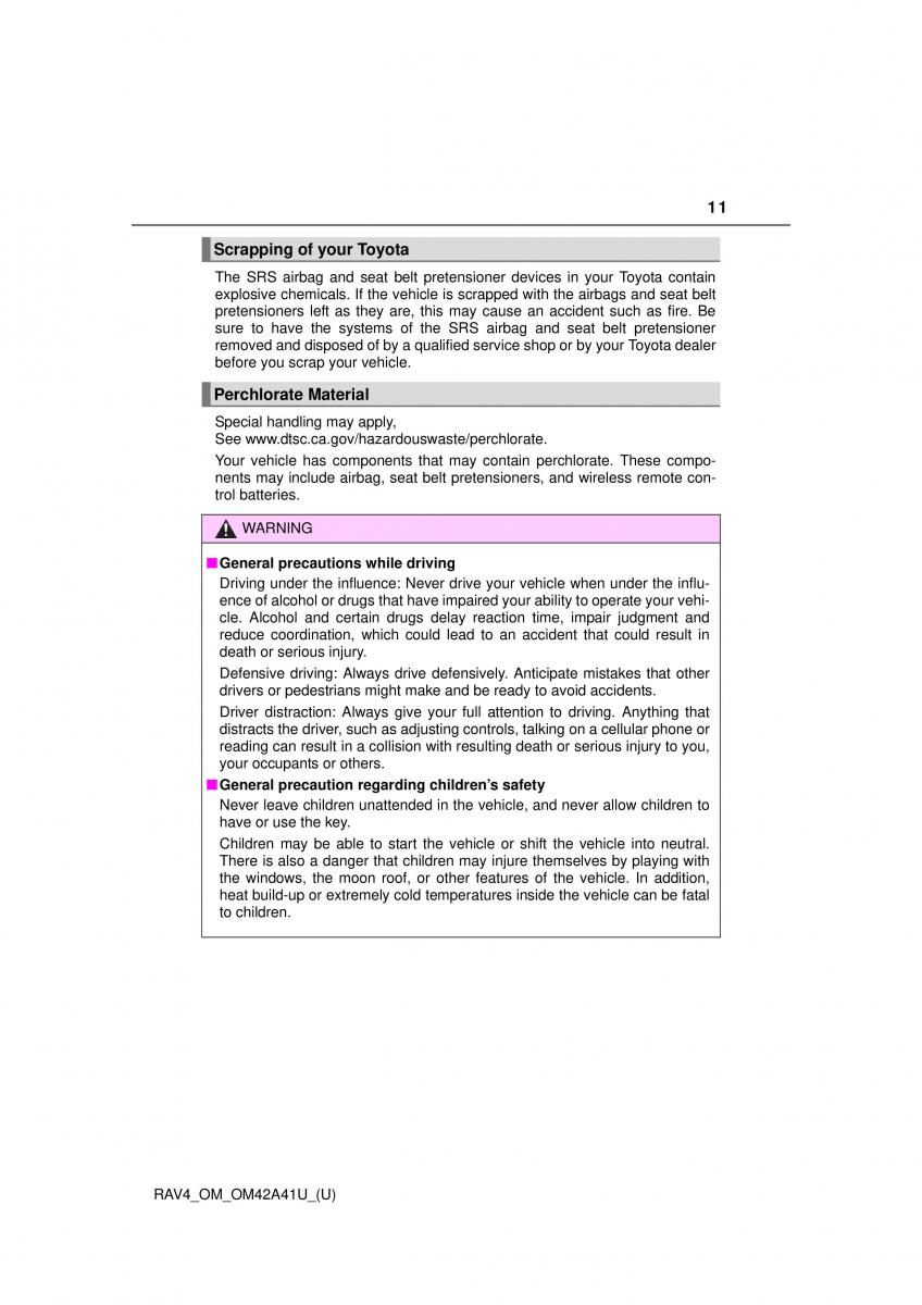 manual  Toyota RAV4 IV 4 owners manual / page 11