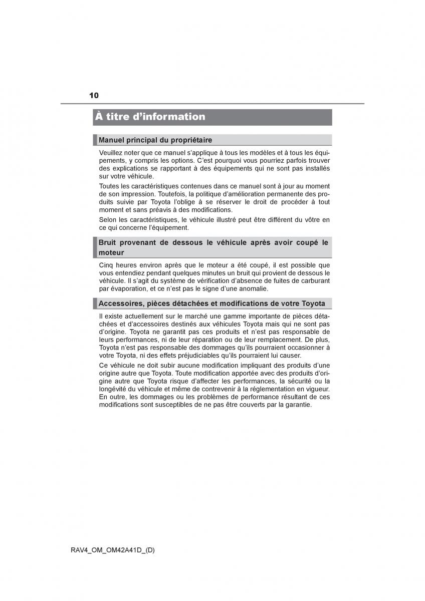 Toyota RAV4 IV 4 manuel du proprietaire / page 11