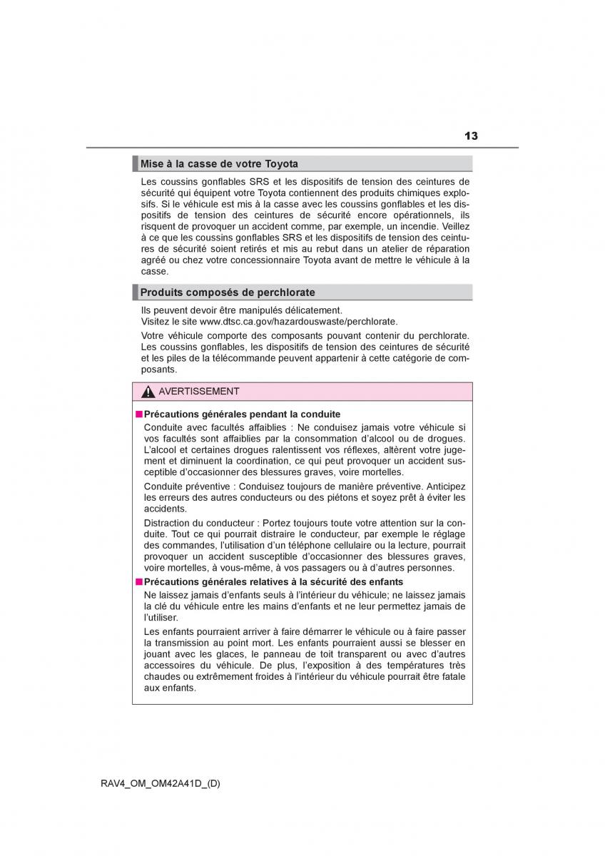 Toyota RAV4 IV 4 manuel du proprietaire / page 14