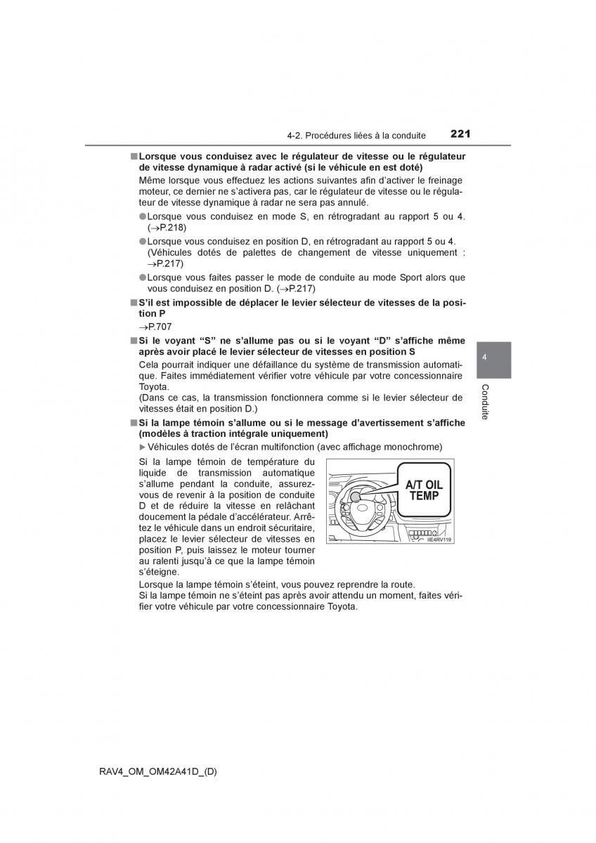 Toyota RAV4 IV 4 manuel du proprietaire / page 222