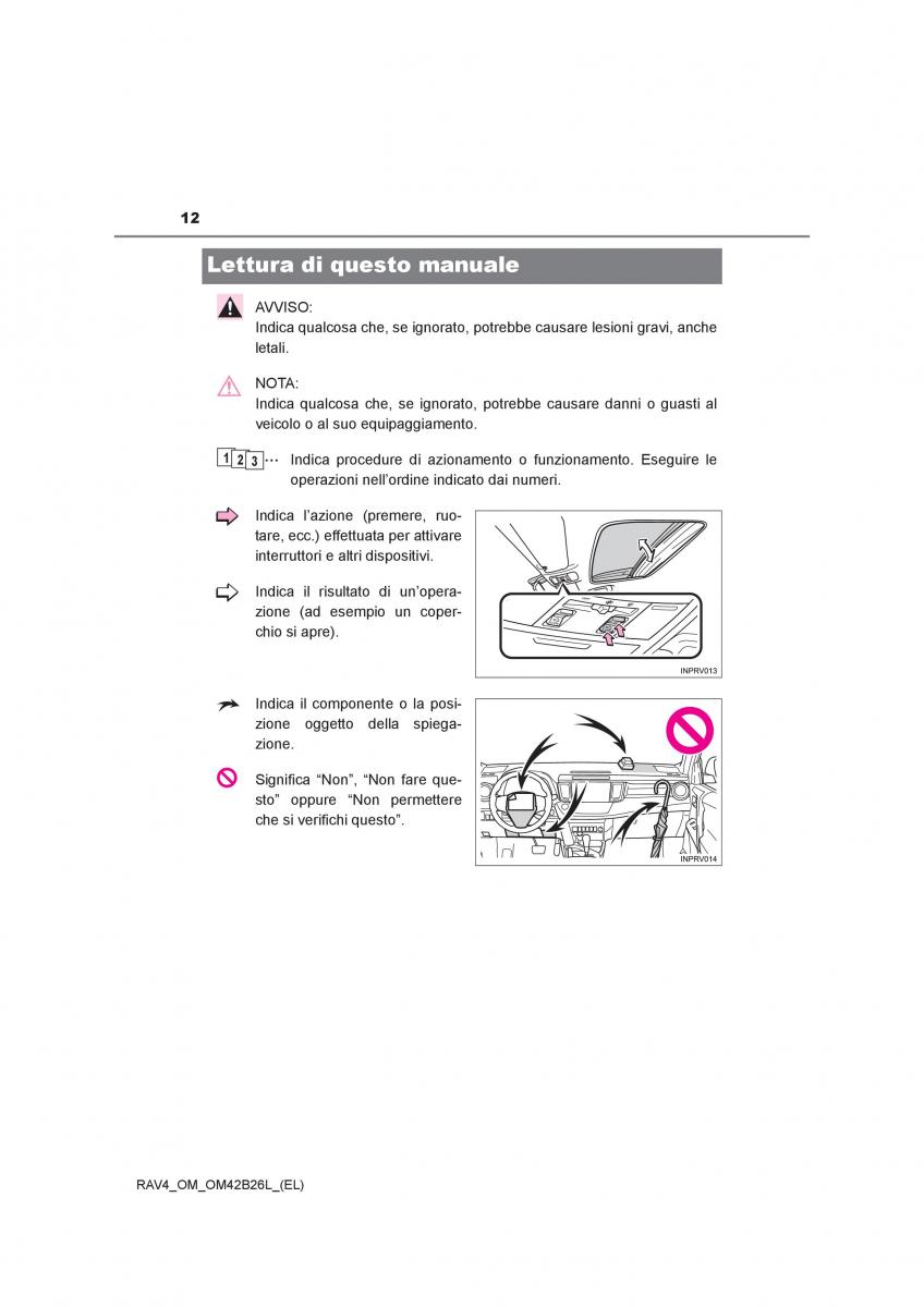 manual  Toyota RAV4 IV 4 manuale del proprietario / page 12