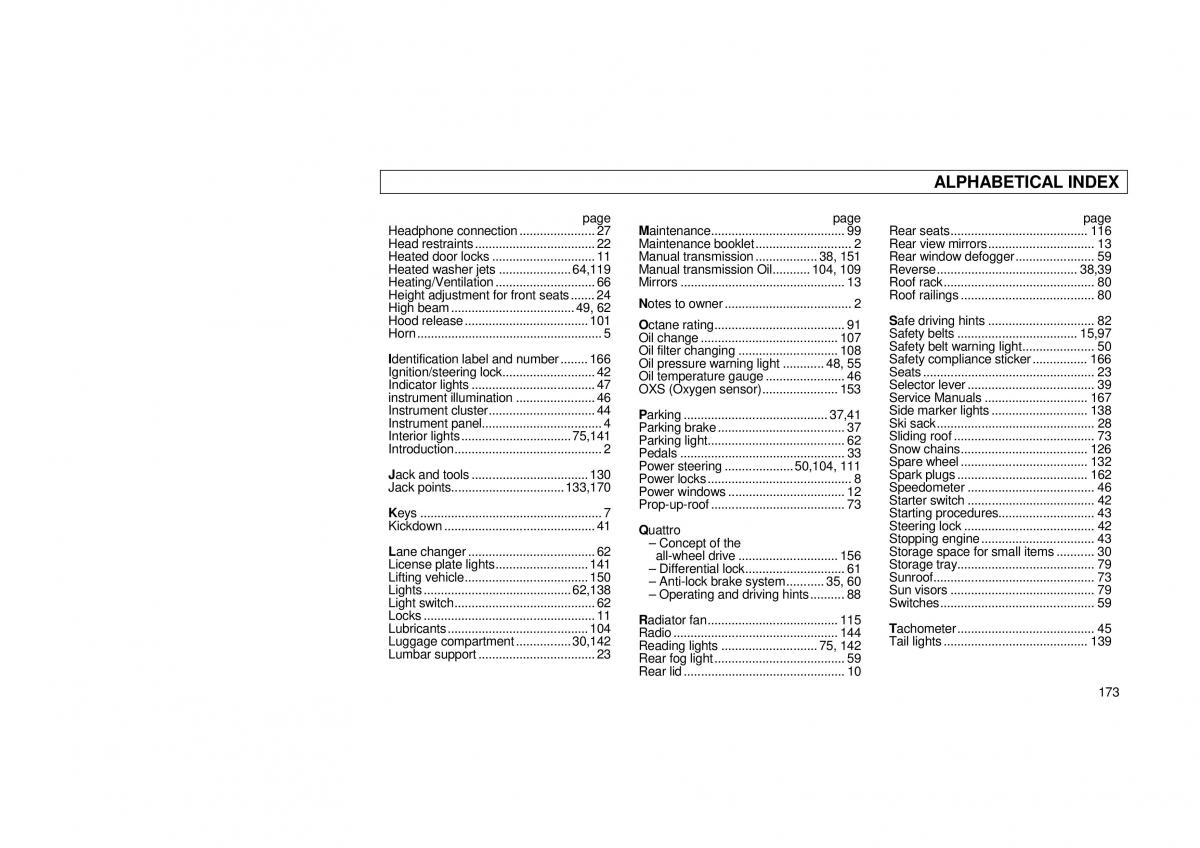 Audi 100 C3 owners manual / page 175
