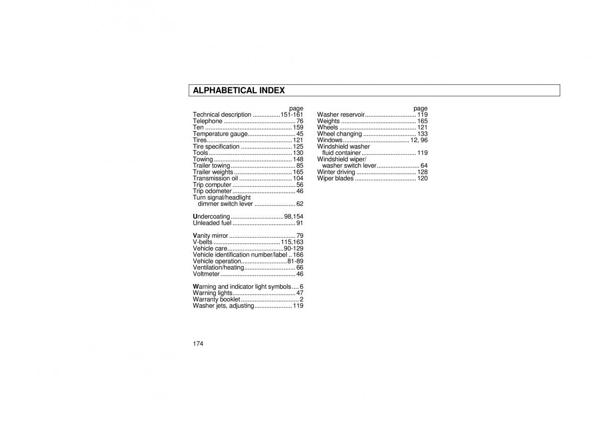 Audi 100 C3 owners manual / page 176