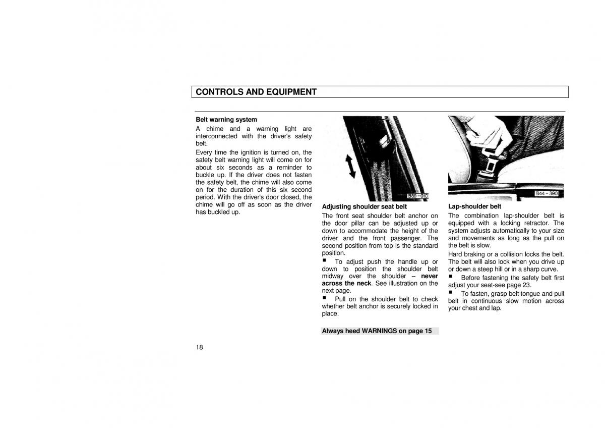 Audi 100 C3 owners manual / page 20