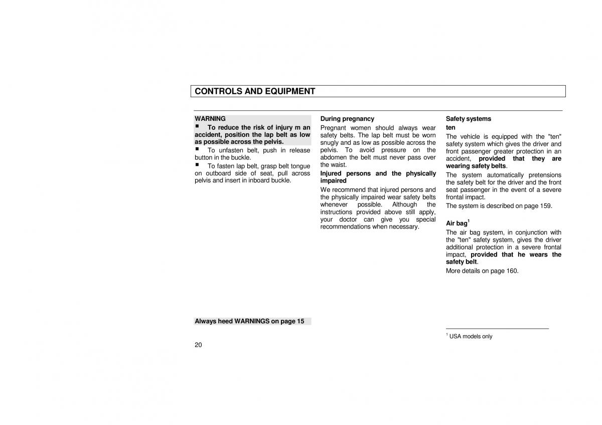 Audi 100 C3 owners manual / page 22