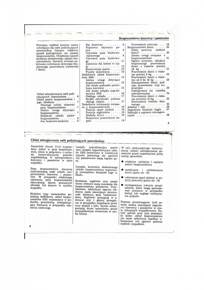 Honda Civic V 5 instrukcja obslugi / page 2